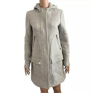J.CREW Parka Coat Womens Chateau Italian Stadium Cloth Wool Gray, Size 12